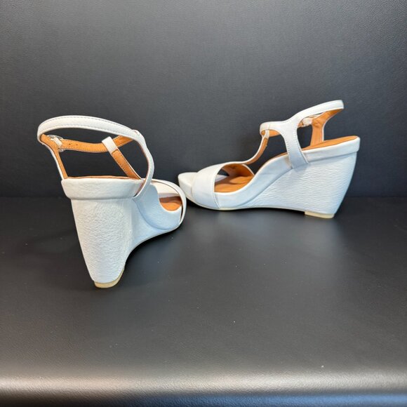 L'Amour Des Pieds T-strap Black Leather Wedge 8M - Picture 8 of 11